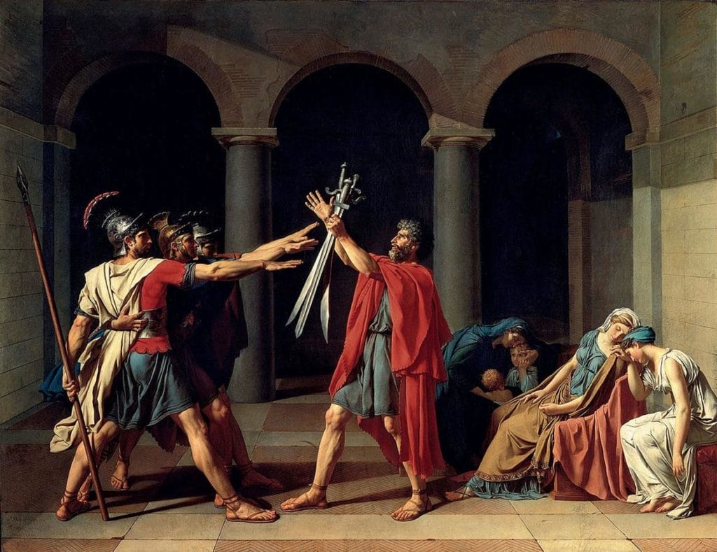 Nel De amicitia, Cicerone descrive questa relazione come dotata di un valore sociale elevato e non privo di tratti eroici. Un esempio sono i tre fratelli Orazi, immortalati da Jacques-Louis David mentre giurano di lottare per Roma