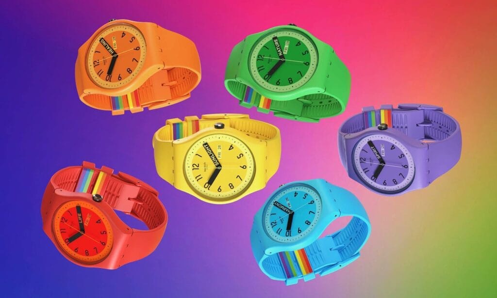 orologio con i colori arcobaleno